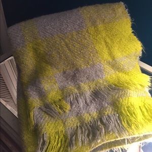 Grey and lime green wrap shawl